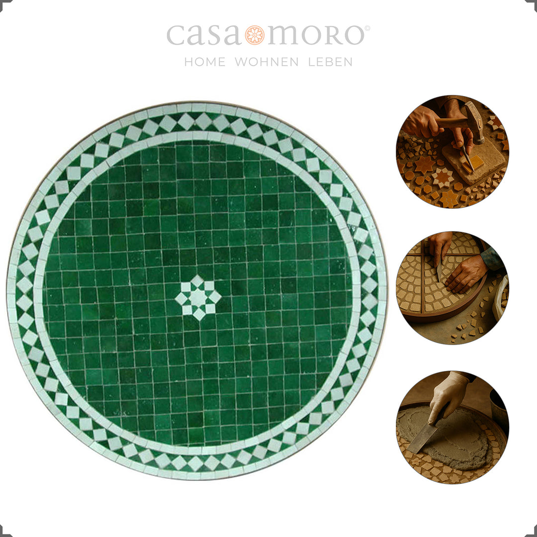 Mosaikbord 60 cm med smidesram i rostlook