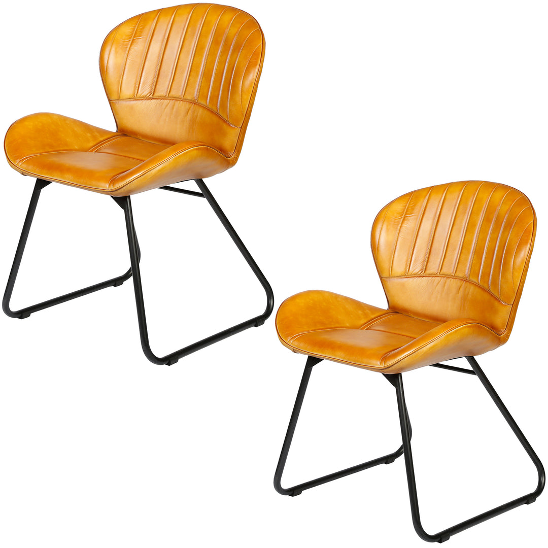 Matsalsstol läder cognac brun