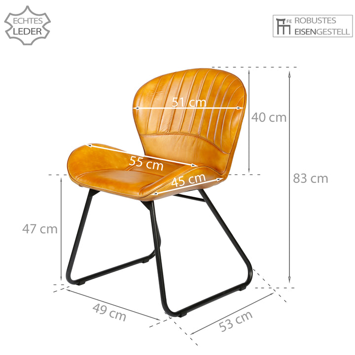 Matsalsstol läder cognac brun