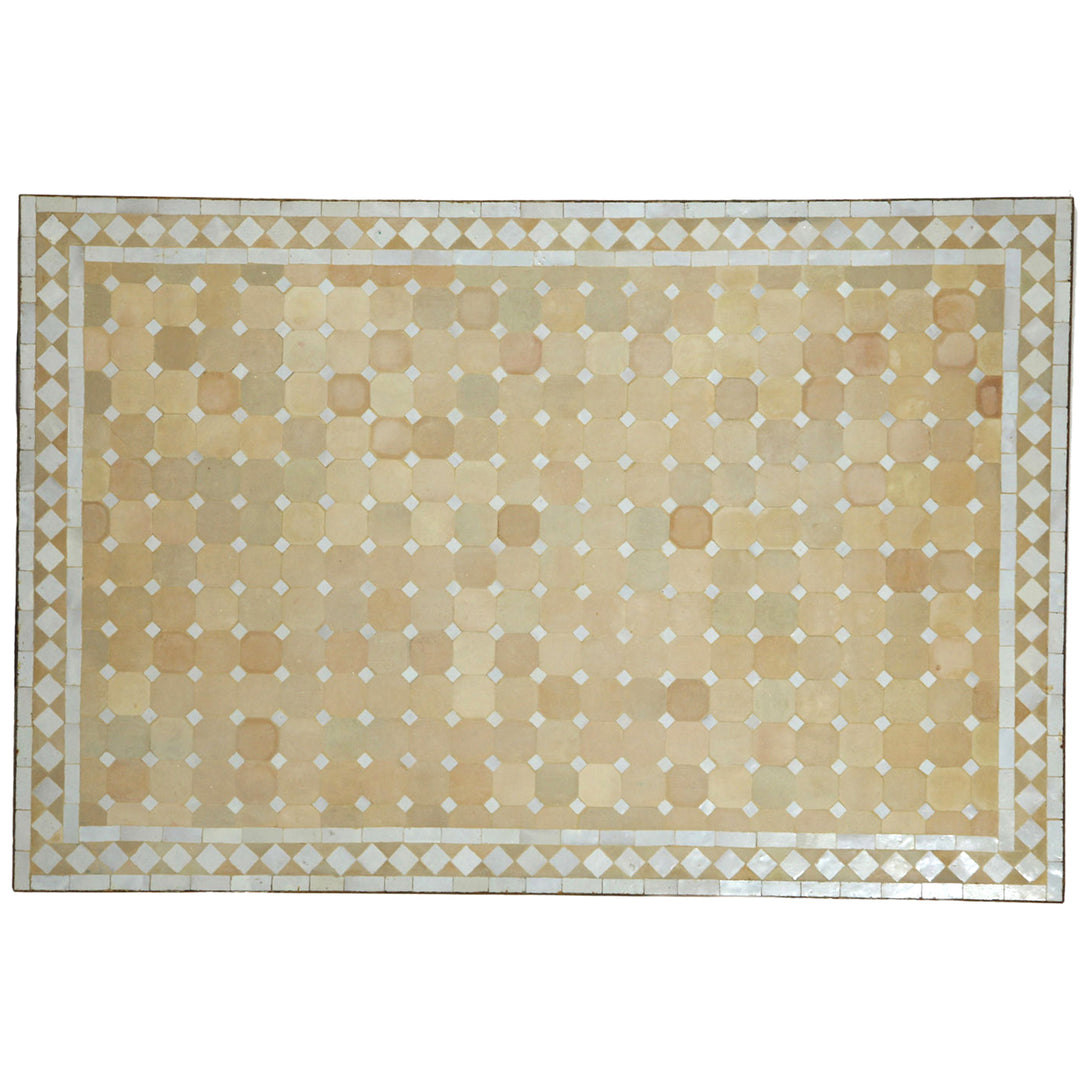 Uteplatsbord 120x80 cm med handgjord Zellige mosaik i vit terrakotta