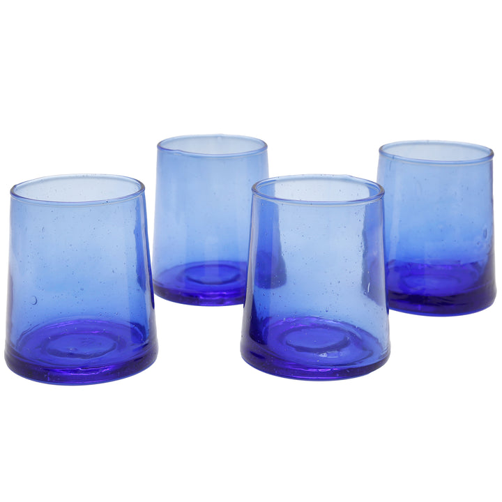Dessertglasset om 4, cocktailglas, longdrinkglas, iskaffe, cocktailglas, latte macchiato, glas, blått, munblåst, handgjorda