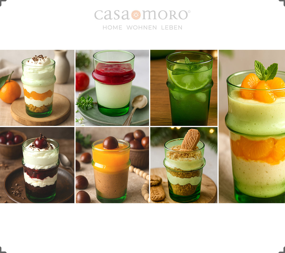 Fina desserter i grönt glasset - stämningsfullt tillagade för fest eller vardag