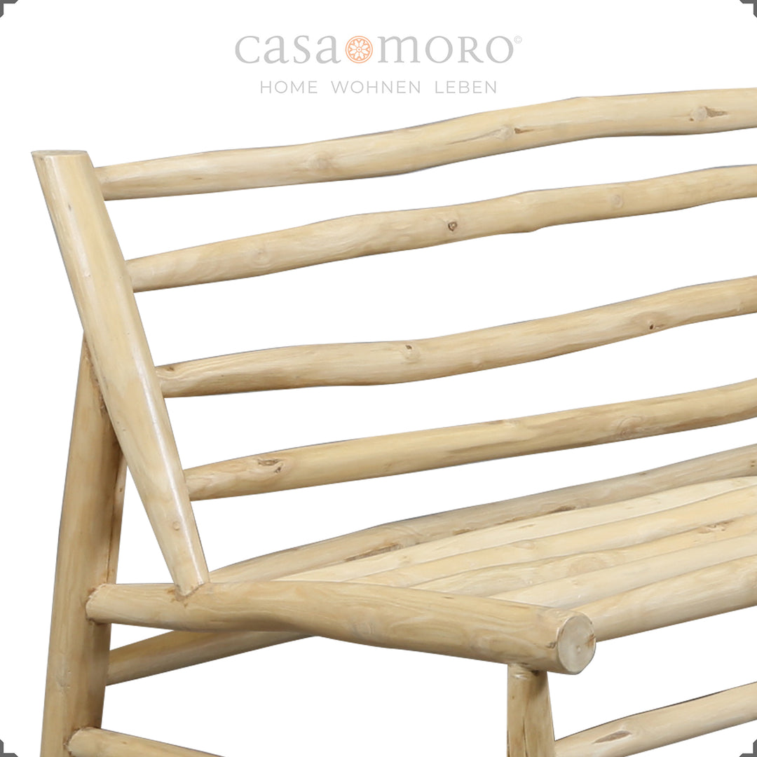Tresits soffa 180 × 86 × 72 cm, ram av teakgrenar med sitt- och ryggkuddar