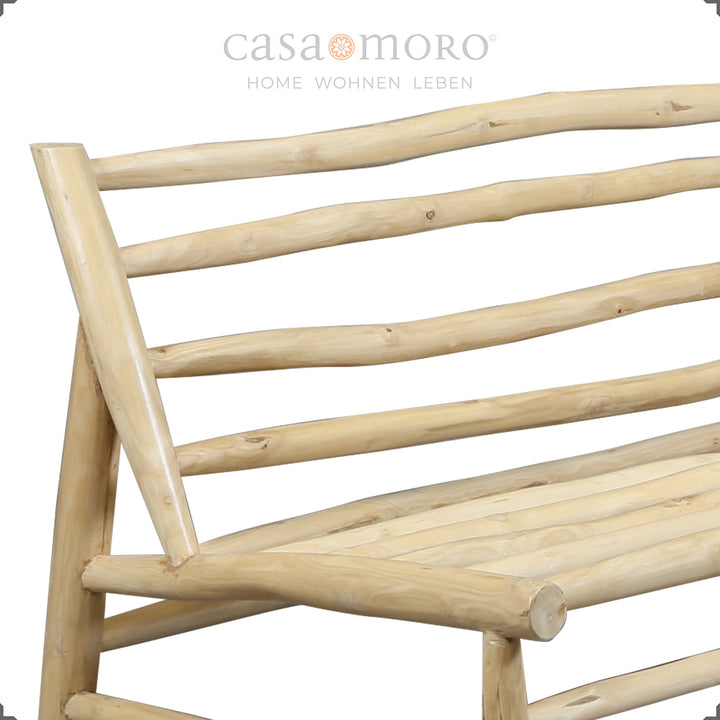 Tresits soffa 180 × 86 × 72 cm, ram av teakgrenar med sitt- och ryggkuddar