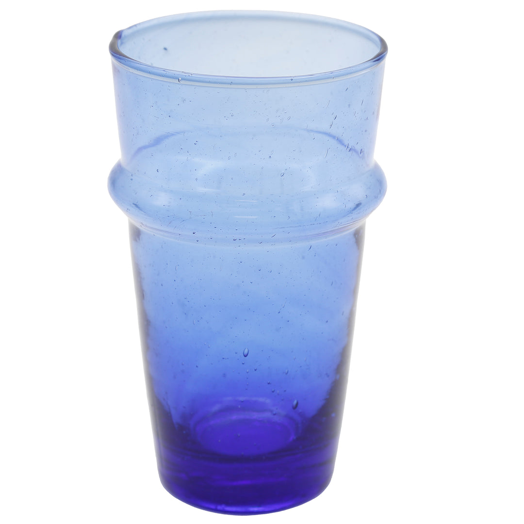 Handblåst glas för iskaffe - levande yta & stark blå