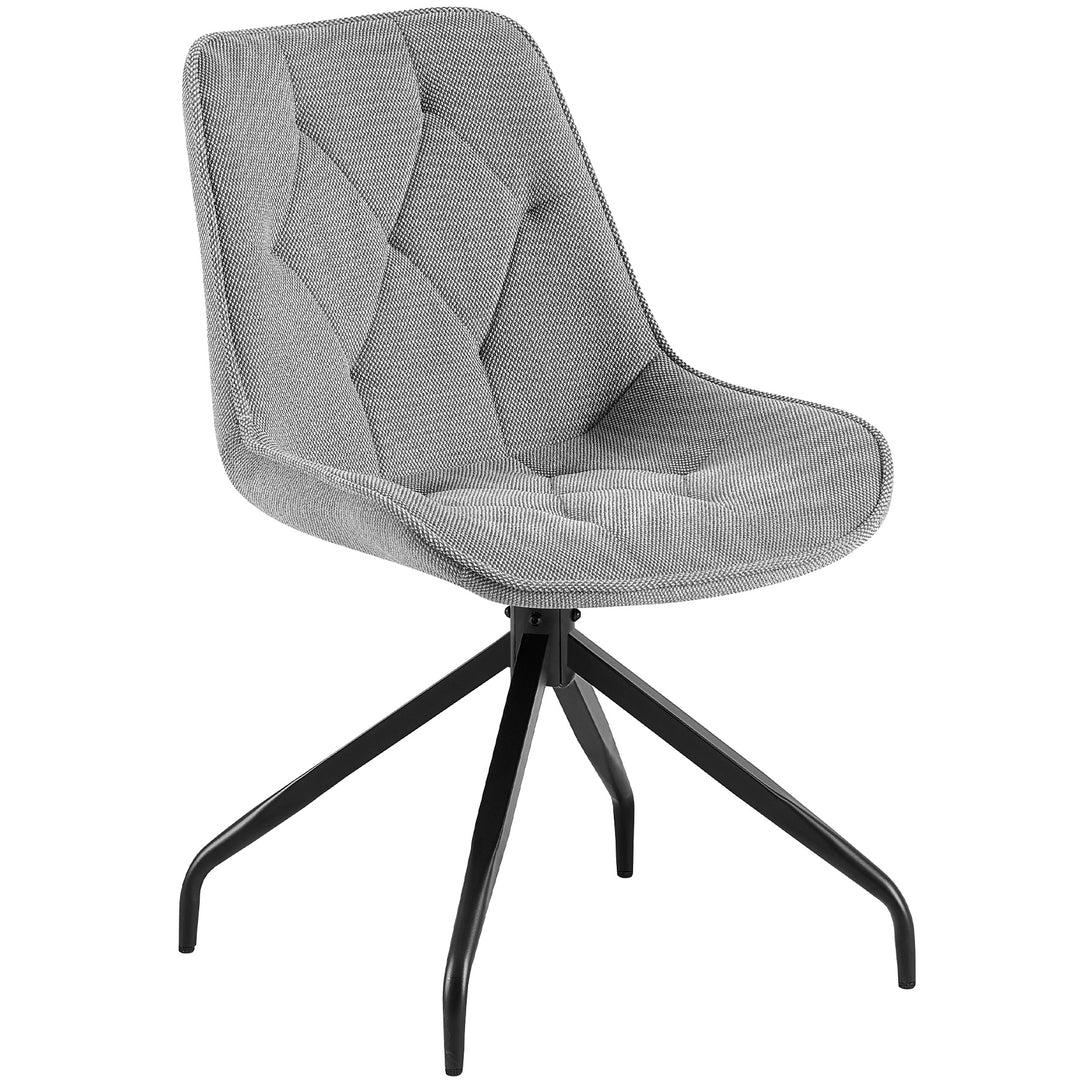 Matsalsstol med 360° vridfunktion i grå och svart metallram - modern stoppad stol med diamantquiltning och ergonomisk sitsform