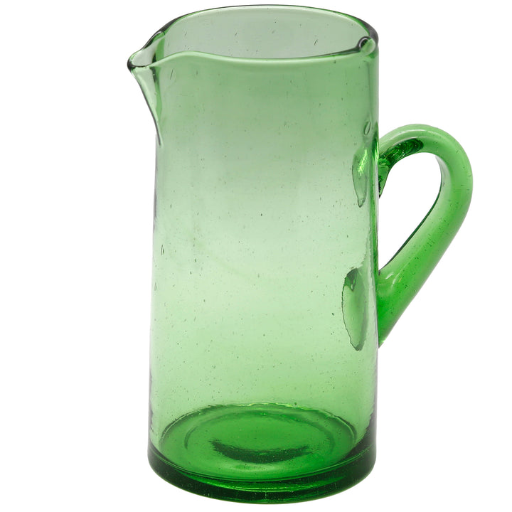 1-liters glaskaraff med handtag – grön, handblåst och lätt att rengöra