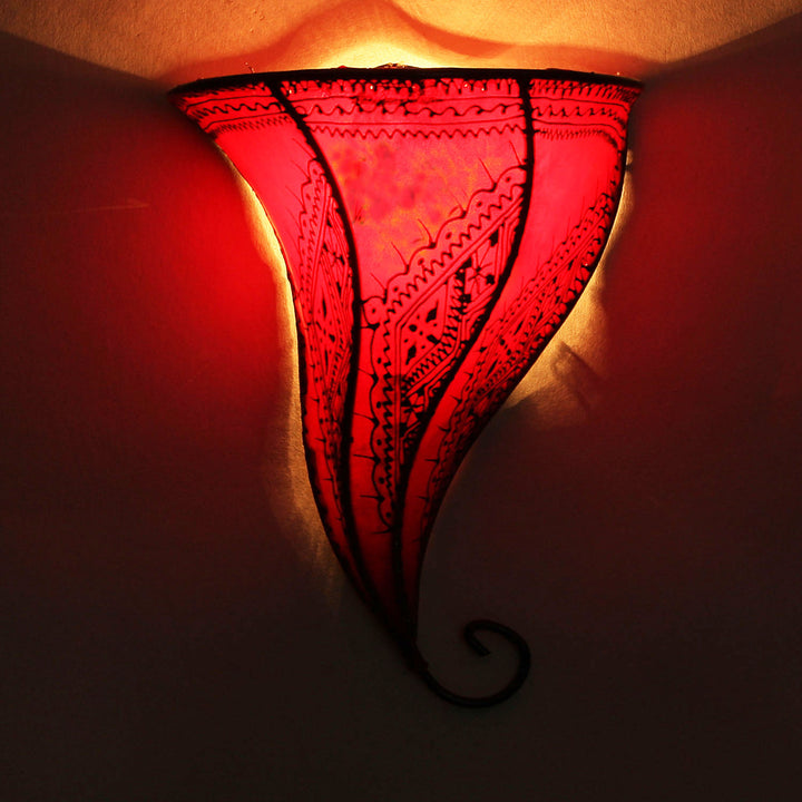 Lädervägglampa Mouza röd