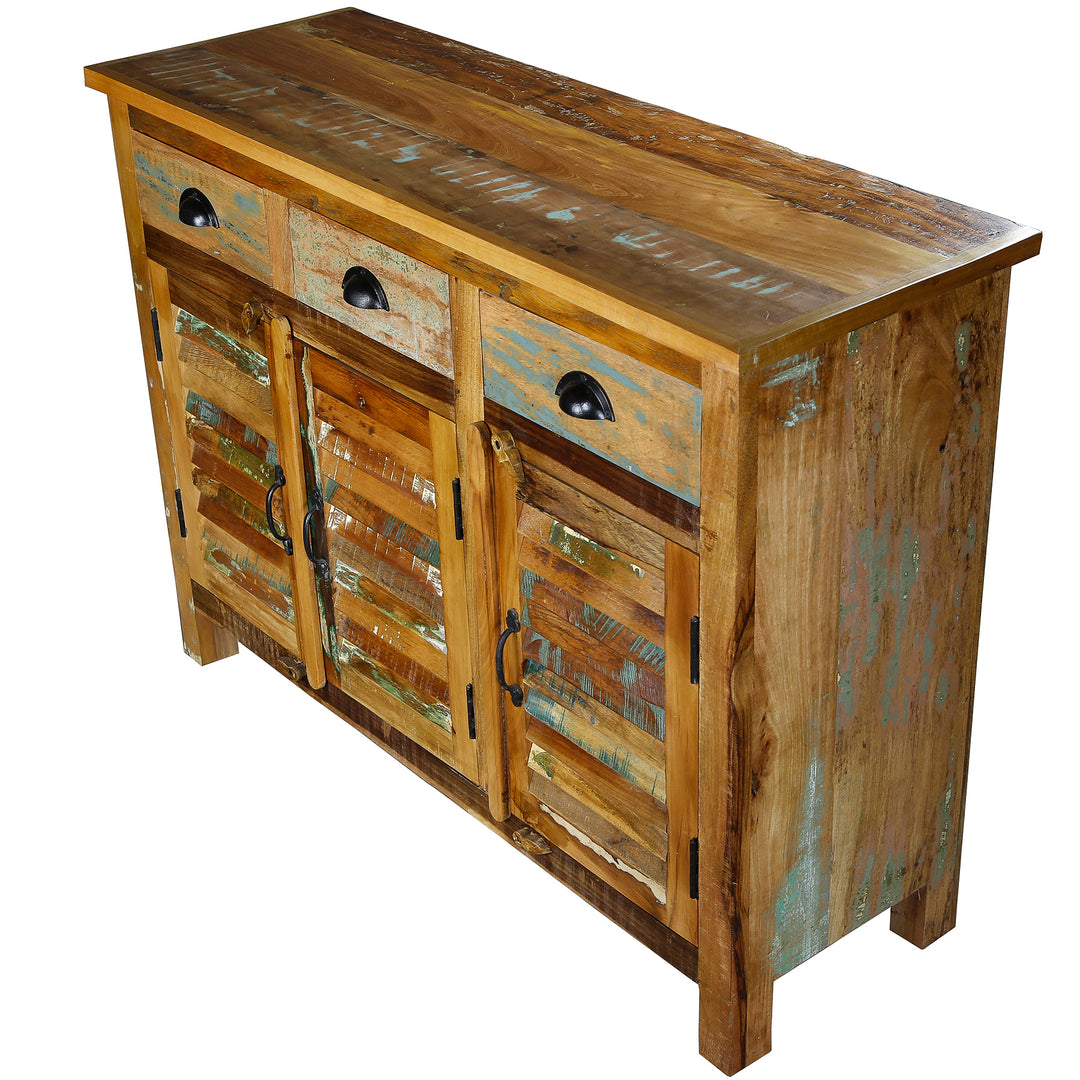 Vintage stil massivt trä highboard med lådor och dörrar för vardagsrummet