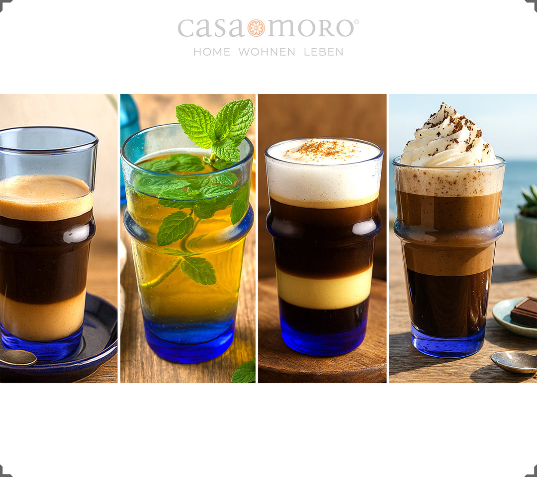 atte Macchiato-glas i set om 4, gjorda av återvunnet glas, perfekta för varma eller kalla drycker