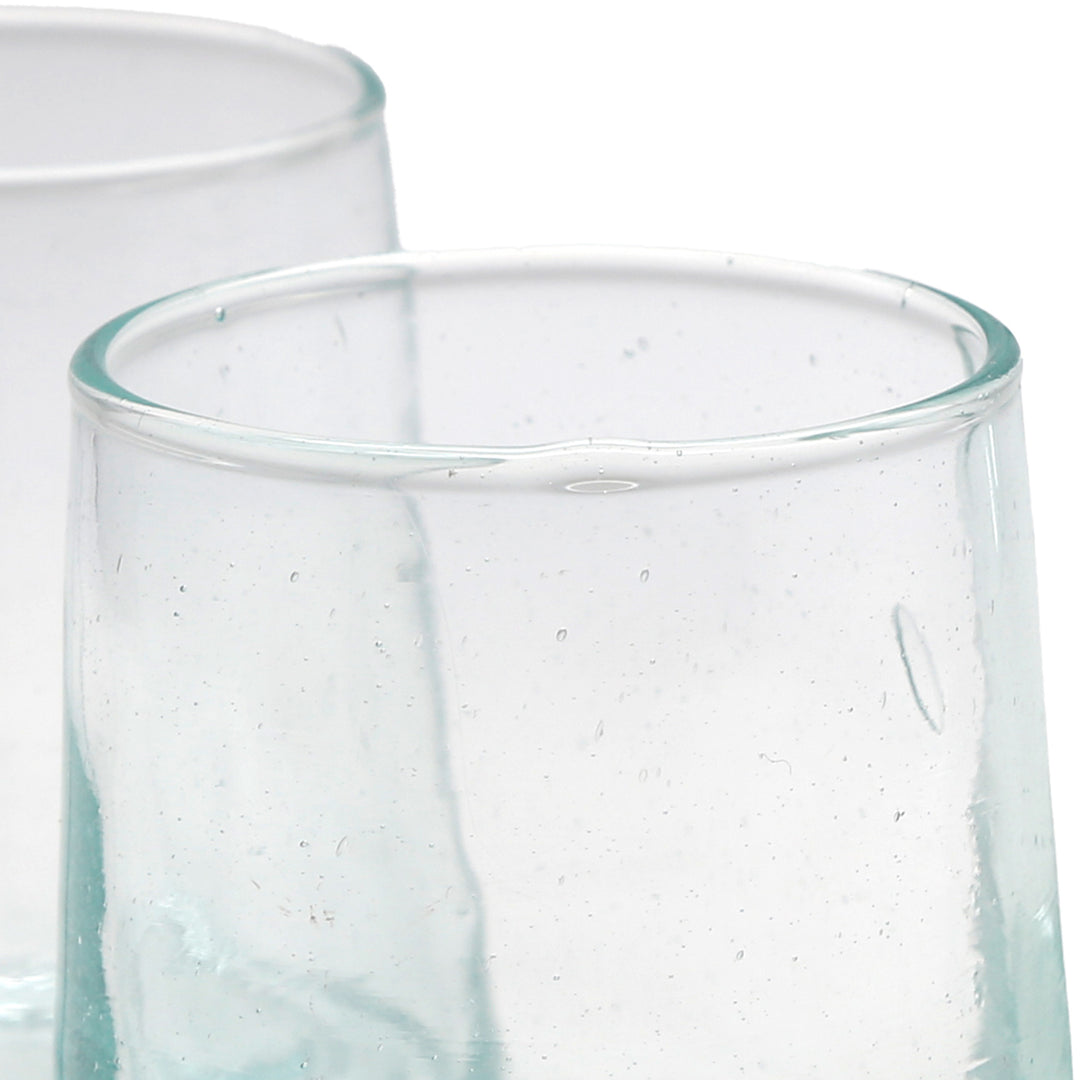 Latte Macchiato glas – genomskinligt, handblåst unikt stycke tillverkat av gammalt glas