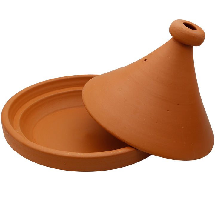 Tajinegryta från Marocko 34 cm med avtaget lock, oglaserad och naturlig