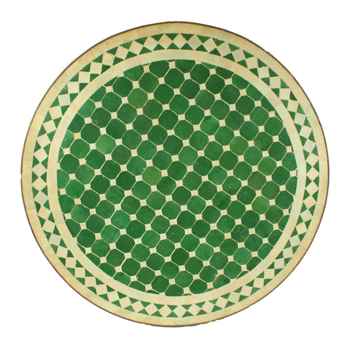 Mosaikbord från Marocko - Runt - Grönvitlaserat - M60-30
