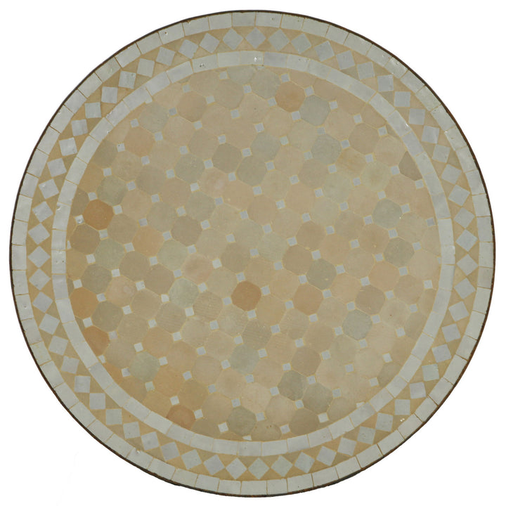 Mosaik bistrobord runt 70 cm vit/diamant