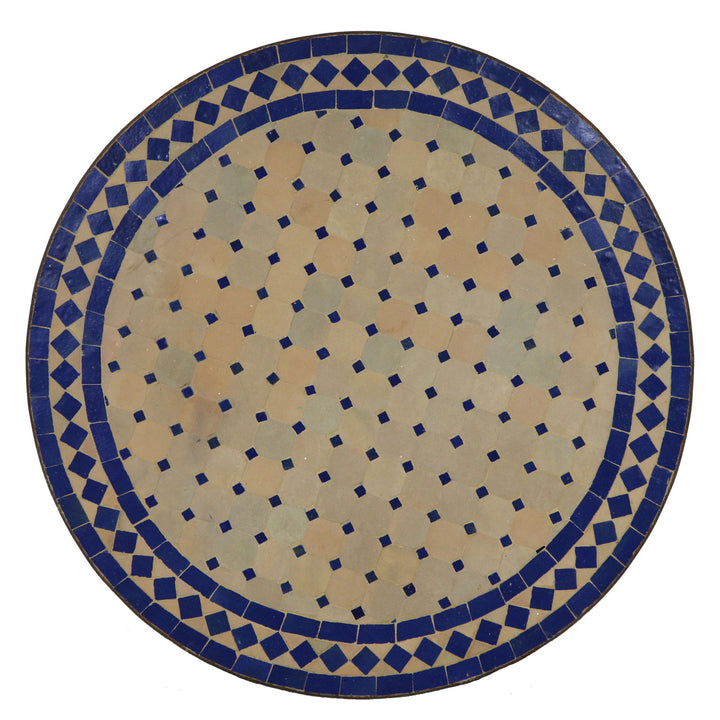Mosaik bistrobord runt 70 cm blå/diamant