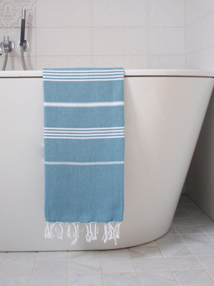 Turkisk hamam handduk bensin vit