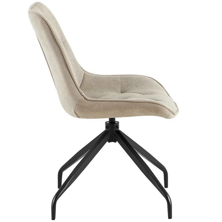 Sidovy av den stoppade stolen kan roteras 360° i brunt med svart metallram - ergonomisk form med mjuk stoppning och elegant design