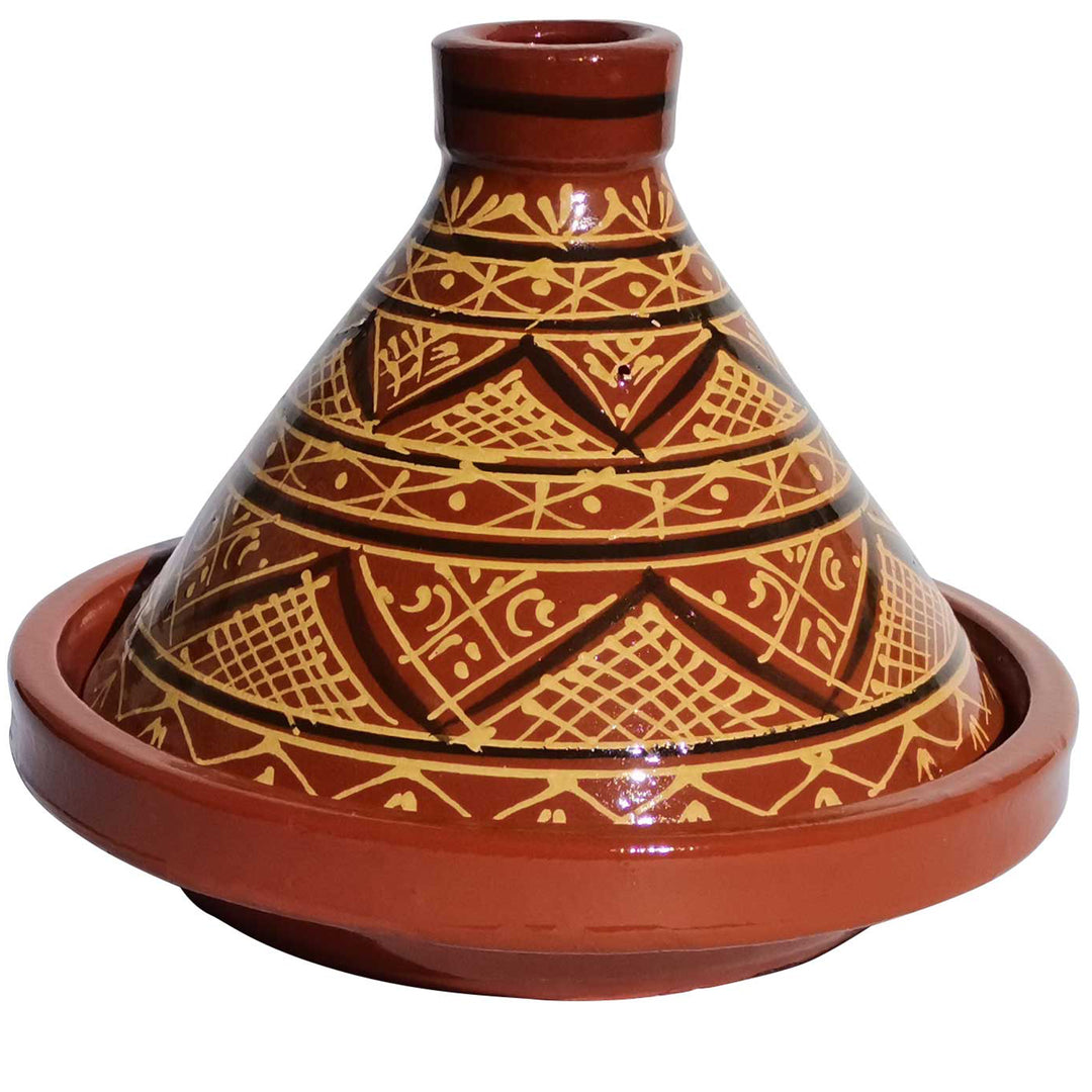 Glaserad marockansk tagine med hennamönster, lergryta för aromatiska recept
