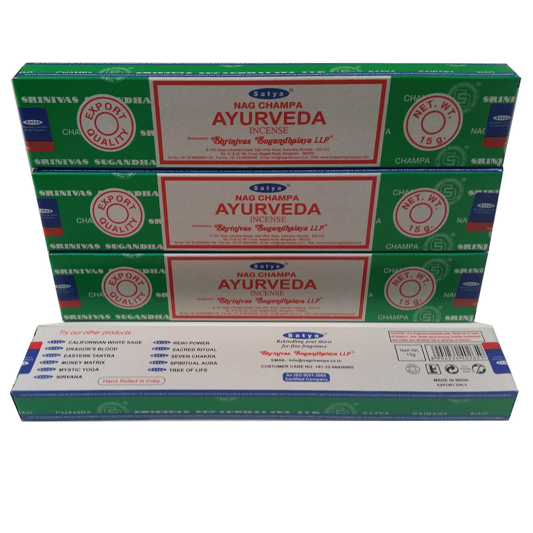 Satya Ayurveda rökelsepinnar i ett paket om fyra